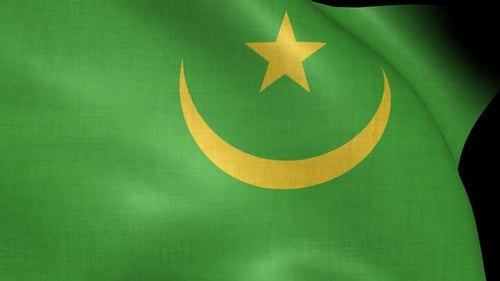 Waving Mauritania Flag Animation with Realistic Fabric Texture