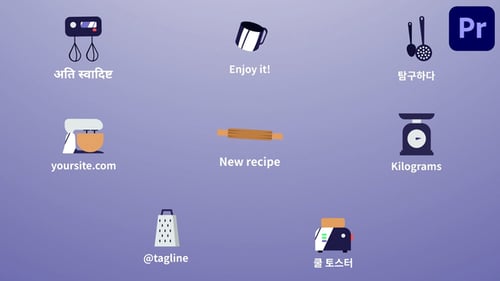 Cooking Icons And Titles for Premiere Pro