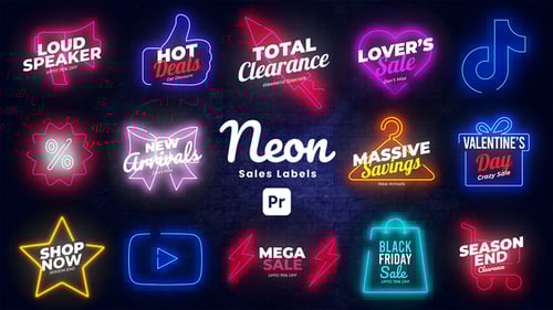 Vibrant Glowing Neon Sale Labels