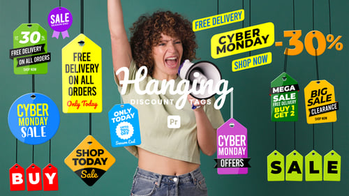 Hanging Sale Tags for Premiere Pro | Discount & Special Offer Graphics
