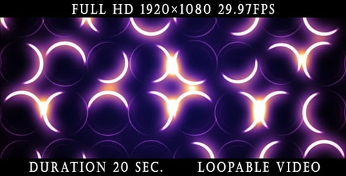 Abstract Neon Glowing Circles and Crescent Pattern Background