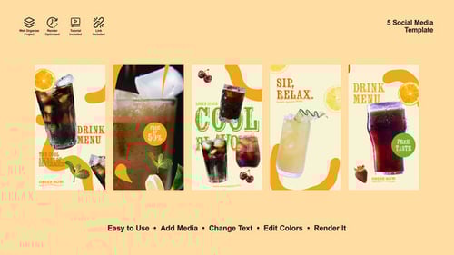 Animated Drink Menu Stories for Social Media