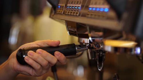 Barista Worker People Preparing And Making Coffee At Coffee Shop