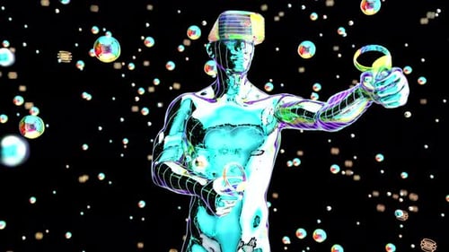 Futuristic Virtual Reality Avatar Interacting with Digital World