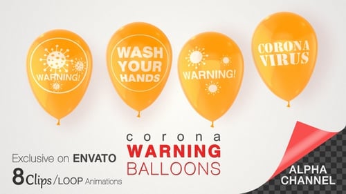 Animated 3D Warning Balloons with Health Icons