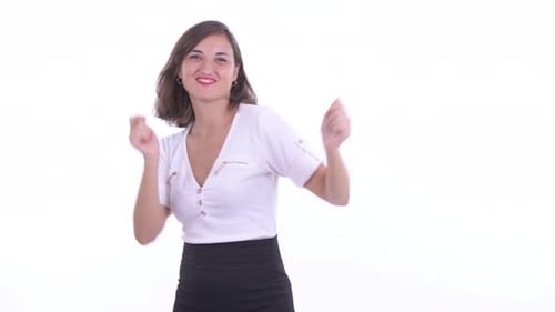 Woman Dances and Poses in Studio Setting