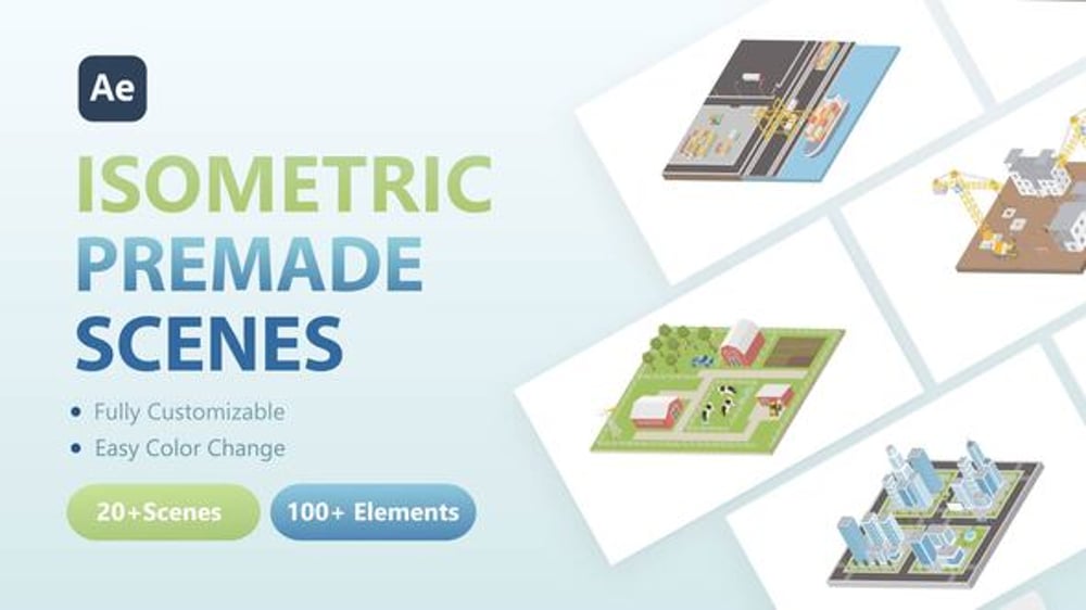 Isometric City and Environment Scene Elements Builder, Video Displays ...