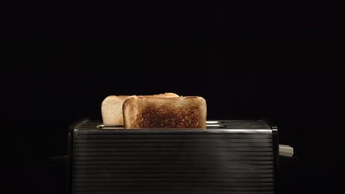 Toasting Bread in a Sleek Modern Toaster