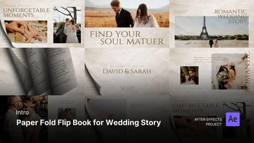 Intro - Flip book pliable en papier pour les fichiers de projet Wedding Story Effects