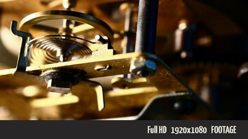 Mechanical Clock's Internal Gears in Motion