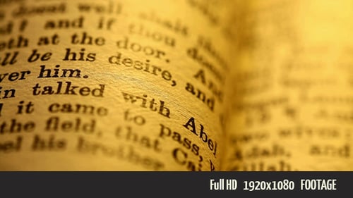 Close-Up of Open Bible with Golden Lighting