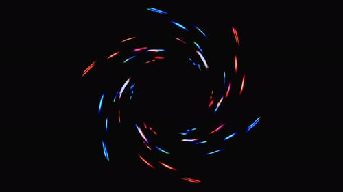 animated circle shape of colorful flashing lights, on black background