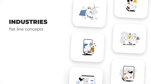 Industrias: conceptos de línea plana