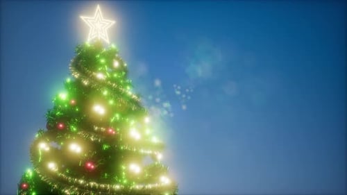 Festive Christmas Tree with Blinking Lights and Star