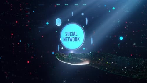 Digital Tech Hand Presentation Social Network