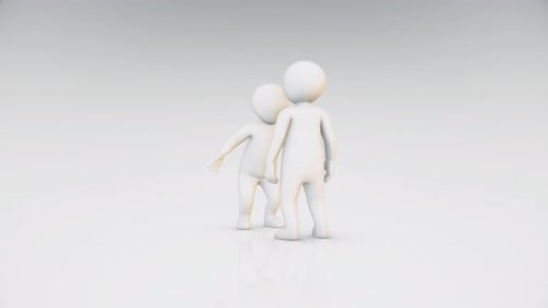 Unrecognizable Stickman Couple Arguing On Isolated White Background Gesturing Emotionally 4k