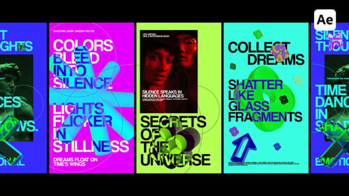 Vibrant Glitch Kinetic Typography Stories with Abstract Motion Graphics