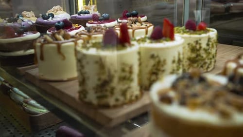 Assortment of Colorful Delicious Cakes and Desserts