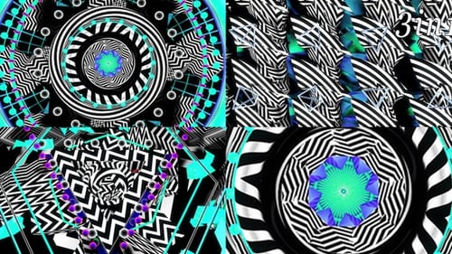 Abstract Geometric Optical Illusion Tunnel with Neon Glow