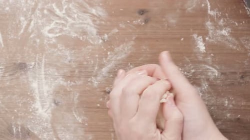Preparing Pastry Dough on Wood Surface