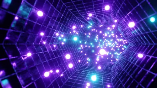 Seamless Loop Motion Graphic Of Flying Into Swirl Hexagon Wire Tunnel