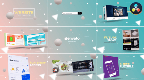 Abstrakte Website-Mockup-Promo für DaVinci Resolve