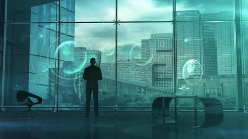 Holographic Futuristic Business Data Technology Interface