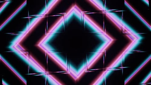Abstract Neon Glowing Geometric Pattern Loop Background