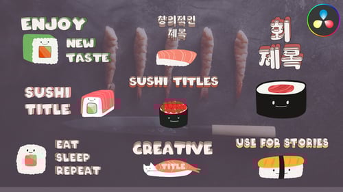 Cartoon Sushi Titles for DaVinci Resolve