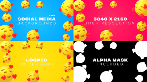 3D Animated Floating Heart Emoji Background Loops