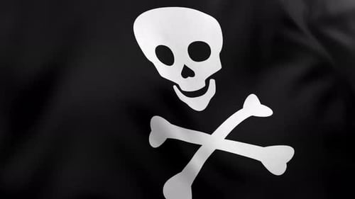 Animated Waving Skull and Crossbones Pirate Flag