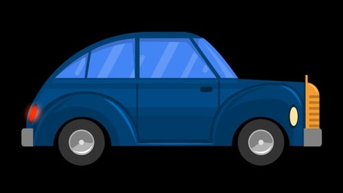 Animated Flat Design Blue Car Driving Loop