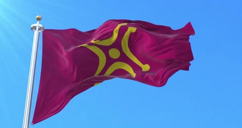 Occitan Flag Waving Seamless Loop Against Blue Sky