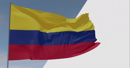 Realistic Waving Colombian National Flag