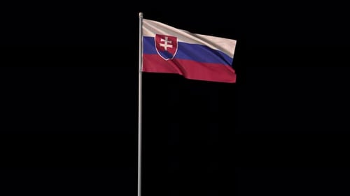 Realistic Slovakia Flag Waving in Wind with Alpha Channel