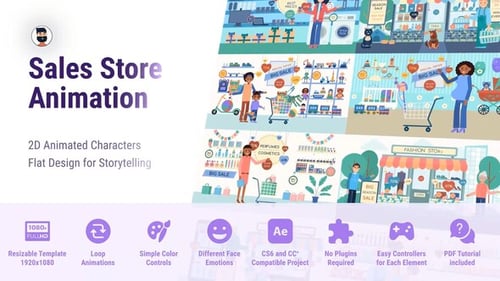 Sale Store - Black Friday Flat Character Promo MOGRT Premiere Pro