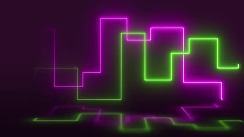 Rosa und Grün Neonlichter leuchtende Linien Schleife abstrakte 4K bewegte Tapete Hintergrund