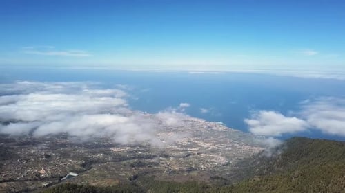 Aerial View of Clouds Over Puerto De La Cruz, Tenerife