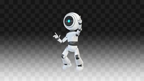 Robot Dancing A Funny Dance Around Him