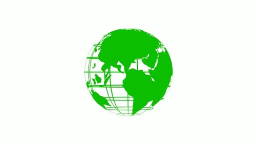 Green Color Simple Technology Earth Animated On White Background