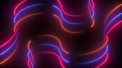 Abstract Neon Curved Wavy Lines