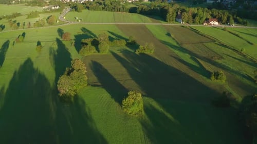 Drone Flight Towards Village And Mountains