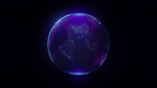 Animated Digital Earth Globe: Futuristic Network Concept