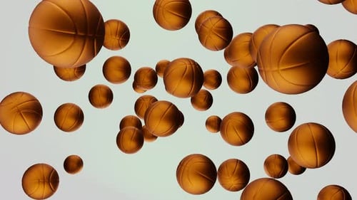 Dynamic 3D Basketballs Falling Down Modern Sports Animation