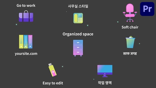 Office Work Icons And Titles for Premiere Pro