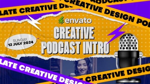 Energetic Ripped Paper Podcast Intro with Bold Graphics