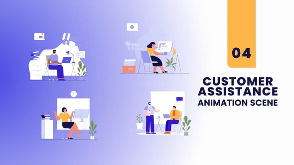 Customer Assistance Animation Scene, Elements ft. customer & animated ...