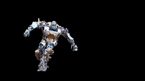 3D Robot Character Performing Dynamic Walking and Running Actions