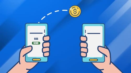 Mobile Money Transfer Flat Design Animation