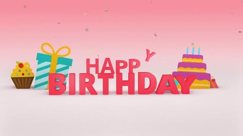 Animated Happy Birthday Celebration with Gifts and Confetti